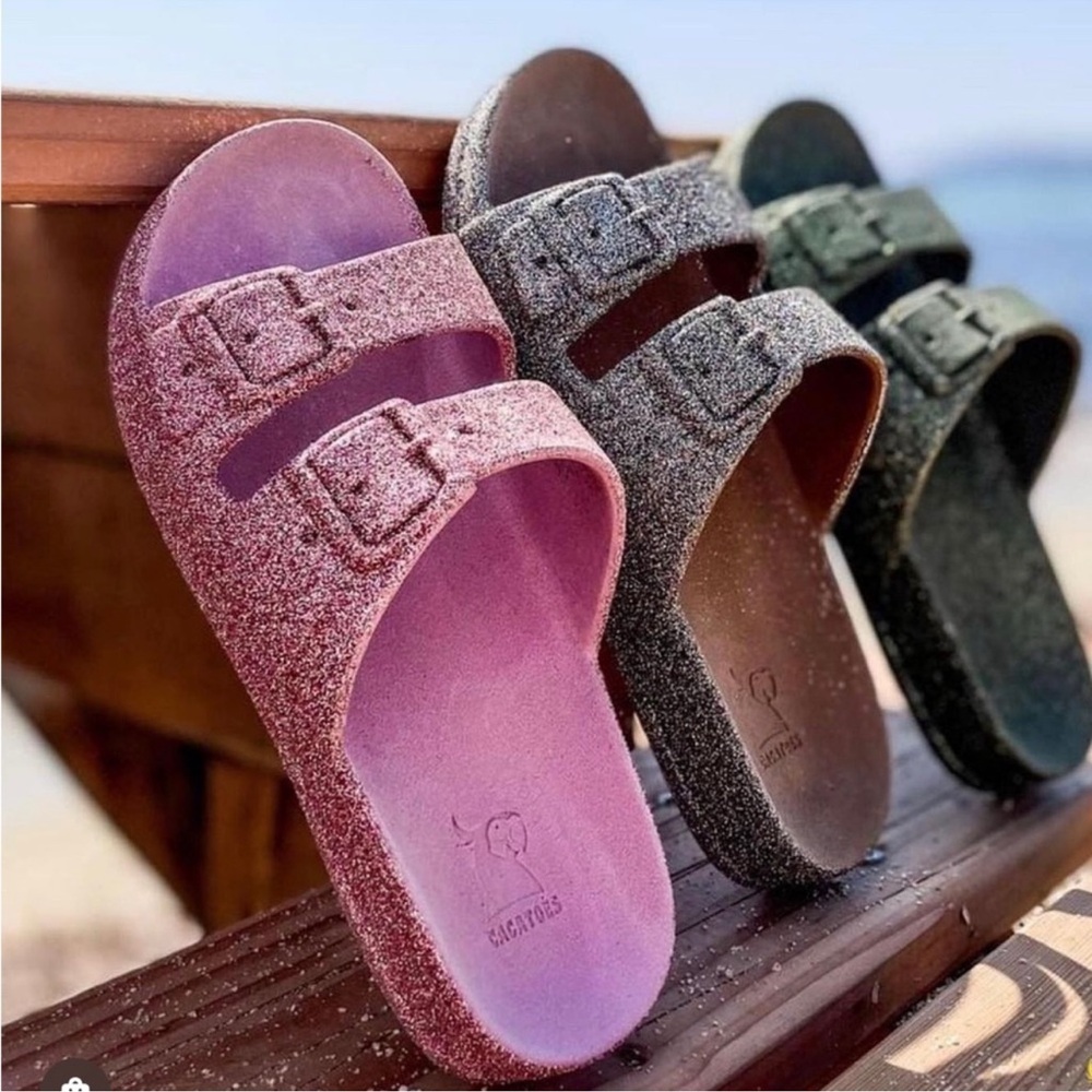 BUBBLEGUM💕 Cacatoes Brazilian Purple/Navy glitter Rubber slides s 4/5